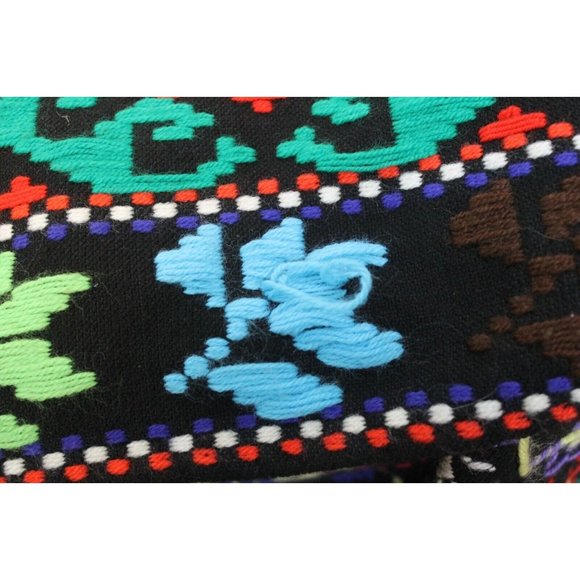 South American Embroidered Throw Blanket Colorful Geometric Native Twin 74 x 56" - Picture 8 of 12